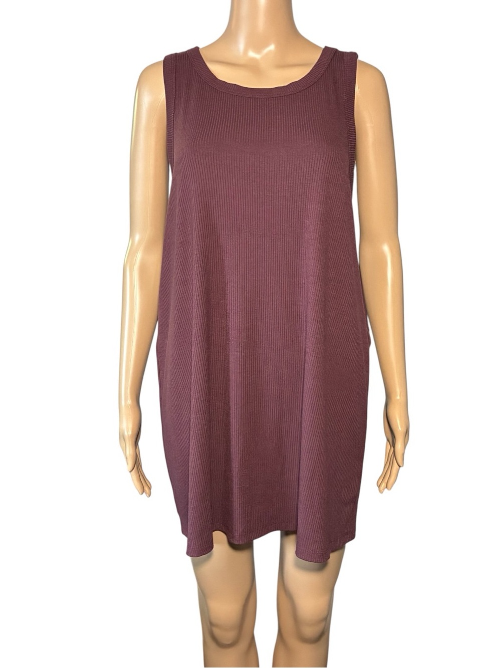 Super Soft by Torrid Women’s Tank Top4X Burgundy Rib Knit Polyester Blend Sleeve